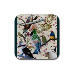 Pretty Birdies Medium Rubber Coaster (Square)