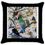 Pretty Birdies Medium Throw Pillow Case (Black)