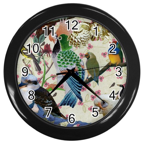 Pretty Birdies Medium Wall Clock (Black) from ArtsNow.com Front