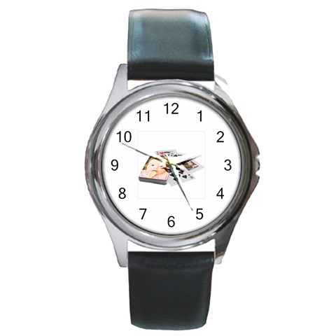 Cartas Round Metal Watch from ArtsNow.com Front
