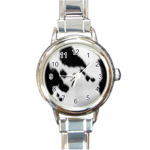 Cow Print	 Round Italian Charm Watch from ArtsNow.com Front