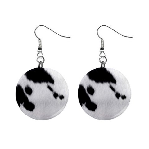Cow Print	 1  Button Earrings from ArtsNow.com Front
