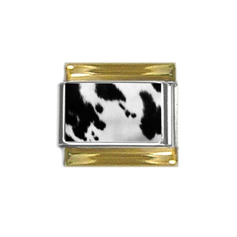 Cow Print	 Gold Trim Italian Charm (9mm) from ArtsNow.com Front