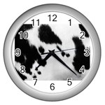 Cow Print	 Wall Clock (Silver)