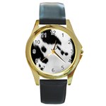 Cow Print	 Round Gold Metal Watch