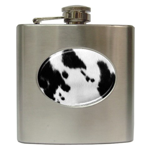 Cow Print	 Hip Flask (6 oz) from ArtsNow.com Front
