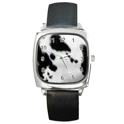 Cow Print	 Square Metal Watch from ArtsNow.com Front
