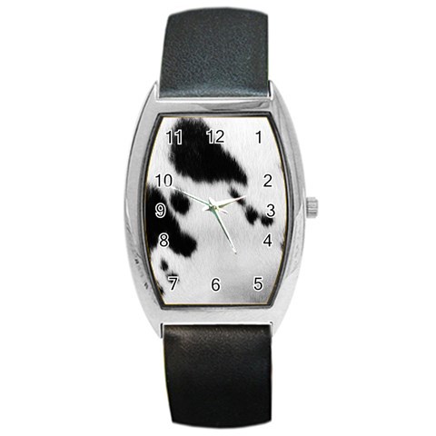 Cow Print	 Barrel Style Metal Watch from ArtsNow.com Front