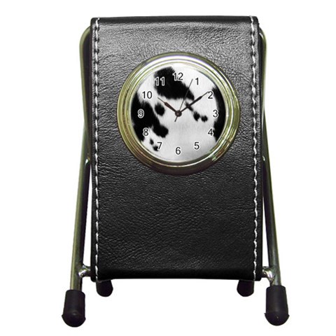 Cow Print	 Pen Holder Desk Clock from ArtsNow.com Front