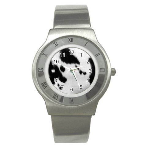 Cow Print	 Stainless Steel Watch from ArtsNow.com Front