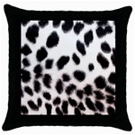 Snow Leopard	 Throw Pillow Case (Black)