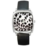 Snow Leopard	 Square Metal Watch