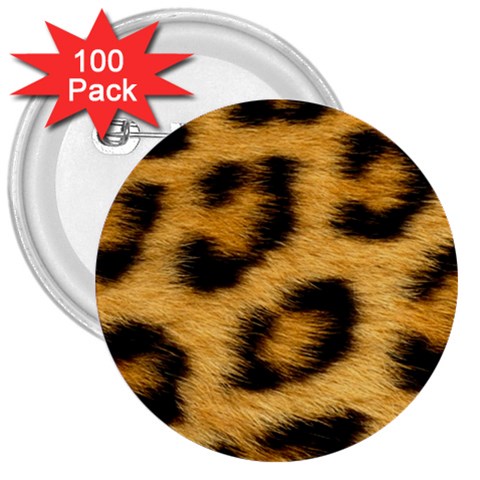 Leopard Print	 3  Button (100 pack) from ArtsNow.com Front