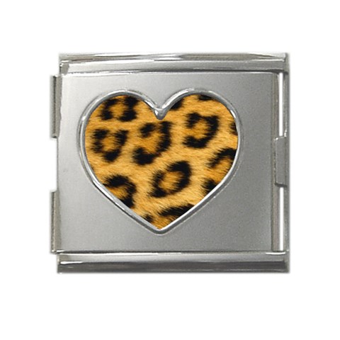 Leopard Print	 Mega Link Heart Italian Charm (18mm) from ArtsNow.com Front