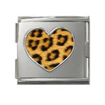 Leopard Print	 Mega Link Heart Italian Charm (18mm)