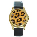 Leopard Print	 Round Gold Metal Watch