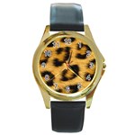 Leopard Print	 Round Gold Metal Watch