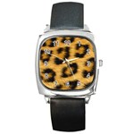 Leopard Print	 Square Metal Watch