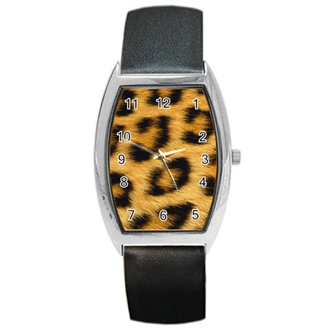 Leopard Print	 Barrel Style Metal Watch from ArtsNow.com Front