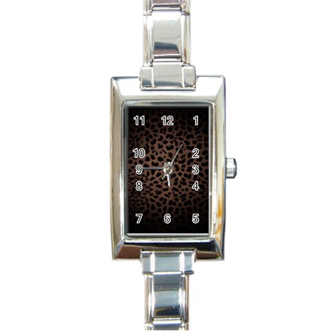 Leopard Print Dark	 Rectangular Italian Charm Watch from ArtsNow.com Front