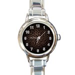 Leopard Print Dark	 Round Italian Charm Watch