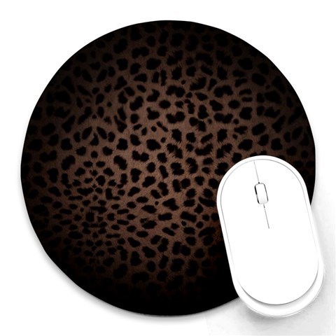 Leopard Print Dark	 Round Mousepad from ArtsNow.com Front