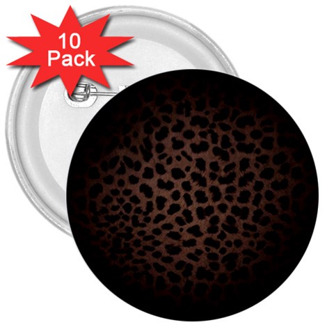 Leopard Print Dark	 3  Button (10 pack) from ArtsNow.com Front