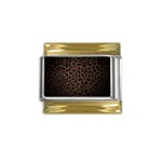 Leopard Print Dark	 Gold Trim Italian Charm (9mm)