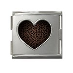 Leopard Print Dark	 Mega Link Heart Italian Charm (18mm)