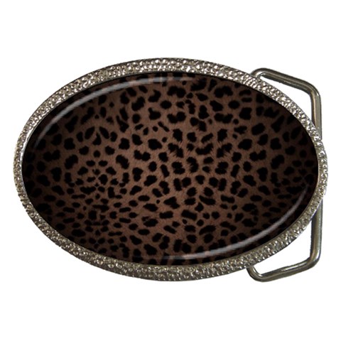 Leopard Print Dark	 Belt Buckle from ArtsNow.com Front