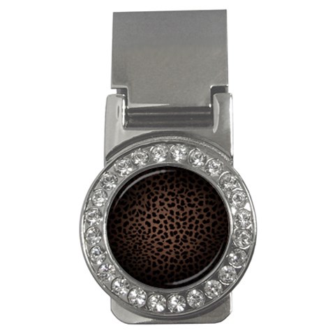 Leopard Print Dark	 Money Clip (CZ) from ArtsNow.com Front
