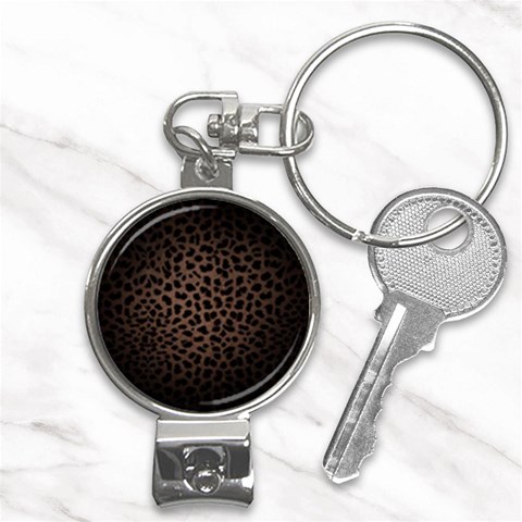Leopard Print Dark	 Nail Clippers Key Chain from ArtsNow.com Front