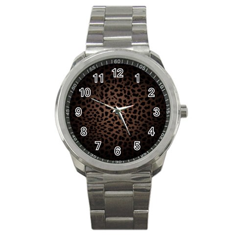 Leopard Print Dark	 Sport Metal Watch from ArtsNow.com Front