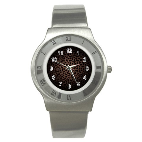 Leopard Print Dark	 Stainless Steel Watch from ArtsNow.com Front