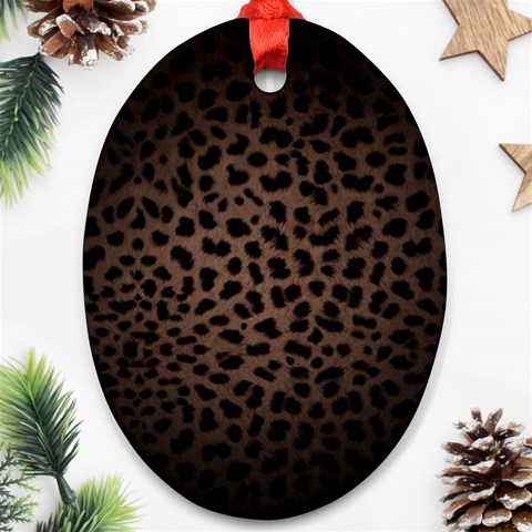 Leopard Print Dark	 Oval Ornament (Two Sides) from ArtsNow.com Front