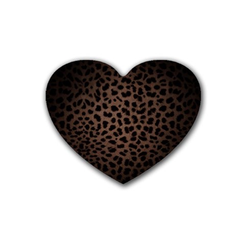 Leopard Print Dark	 Rubber Coaster (Heart) from ArtsNow.com Front