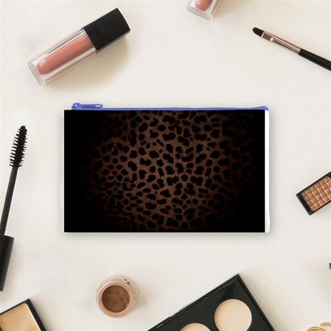 Leopard Print Dark	 Cosmetic Bag (Small) from ArtsNow.com Front