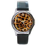 Jaguar Print	 Round Metal Watch