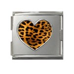 Jaguar Print	 Mega Link Heart Italian Charm (18mm)