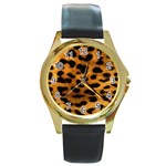 Jaguar Print	 Round Gold Metal Watch