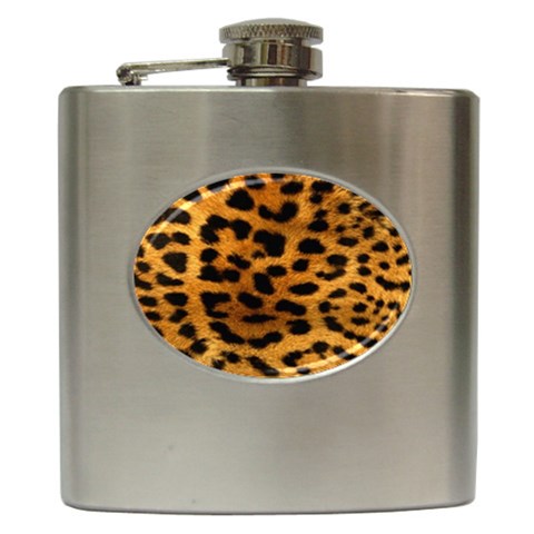 Jaguar Print	 Hip Flask (6 oz) from ArtsNow.com Front