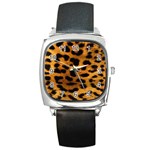 Jaguar Print	 Square Metal Watch