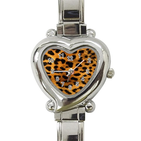 Jaguar Print	 Heart Italian Charm Watch from ArtsNow.com Front