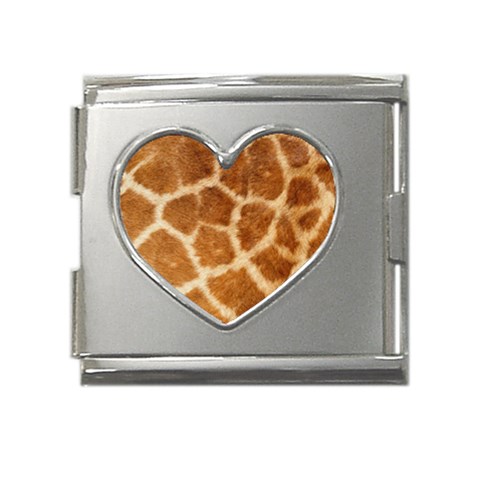 Giraffe Print	 Mega Link Heart Italian Charm (18mm) from ArtsNow.com Front