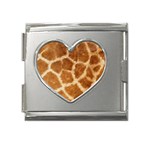 Giraffe Print	 Mega Link Heart Italian Charm (18mm)
