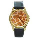 Giraffe Print	 Round Gold Metal Watch