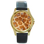 Giraffe Print	 Round Gold Metal Watch