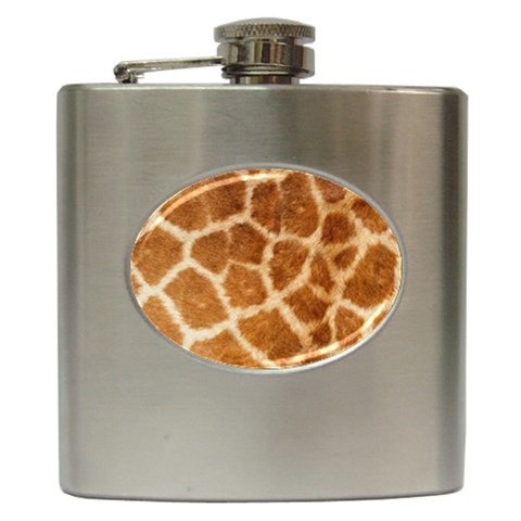 Giraffe Print	 Hip Flask (6 oz) from ArtsNow.com Front