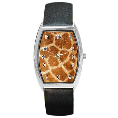 Giraffe Print	 Barrel Style Metal Watch from ArtsNow.com Front