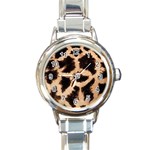 Giraffe Print Dark	 Round Italian Charm Watch